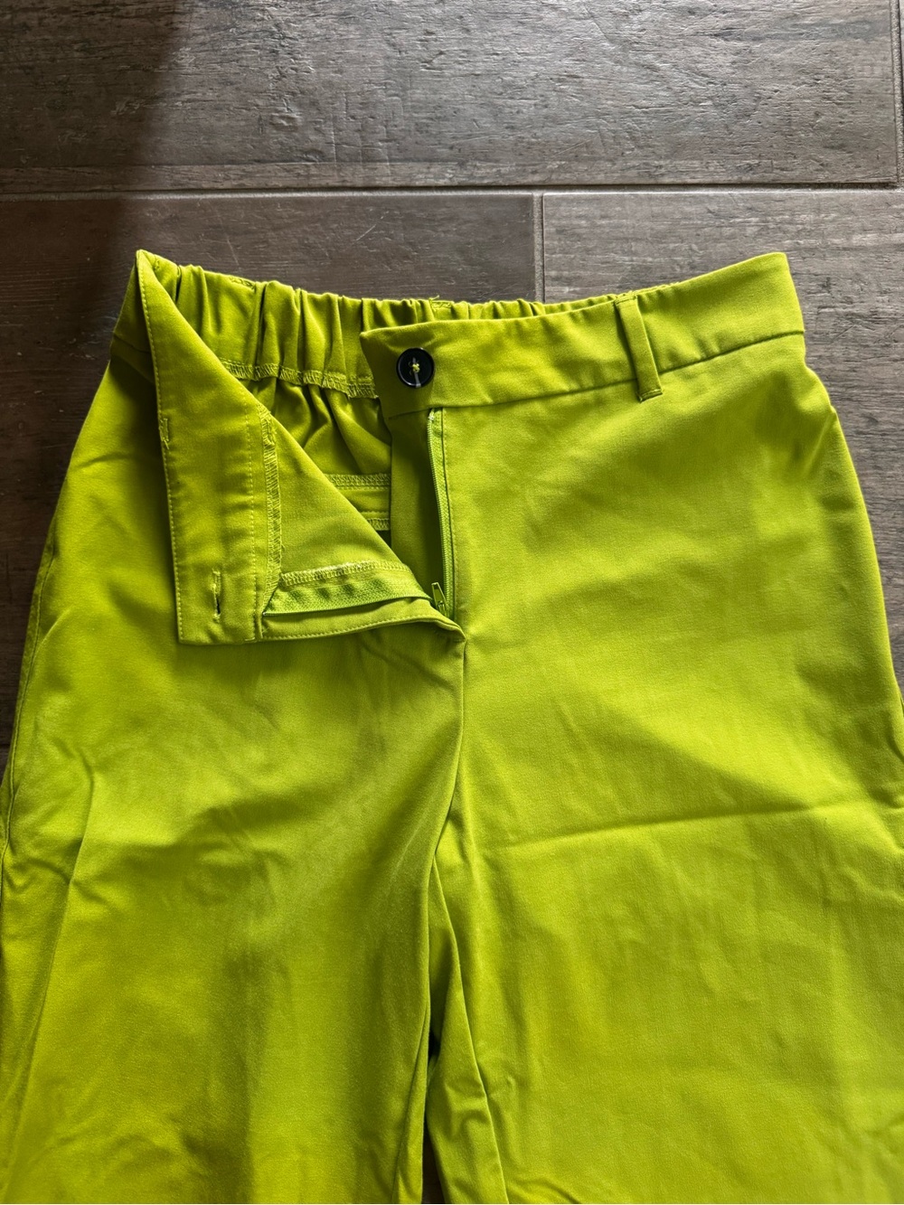 Women’s Bright Lime Green High-Rise Trousers, Size M